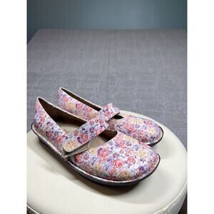 Algeria Pink Floral rose Mary Jane Comfort Clog Shoe Womens Size 38 FEL-346